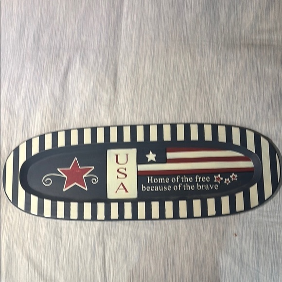 Patriotic Oval Wall Plaque - Red, White, and Blue - Picture 1 of 7